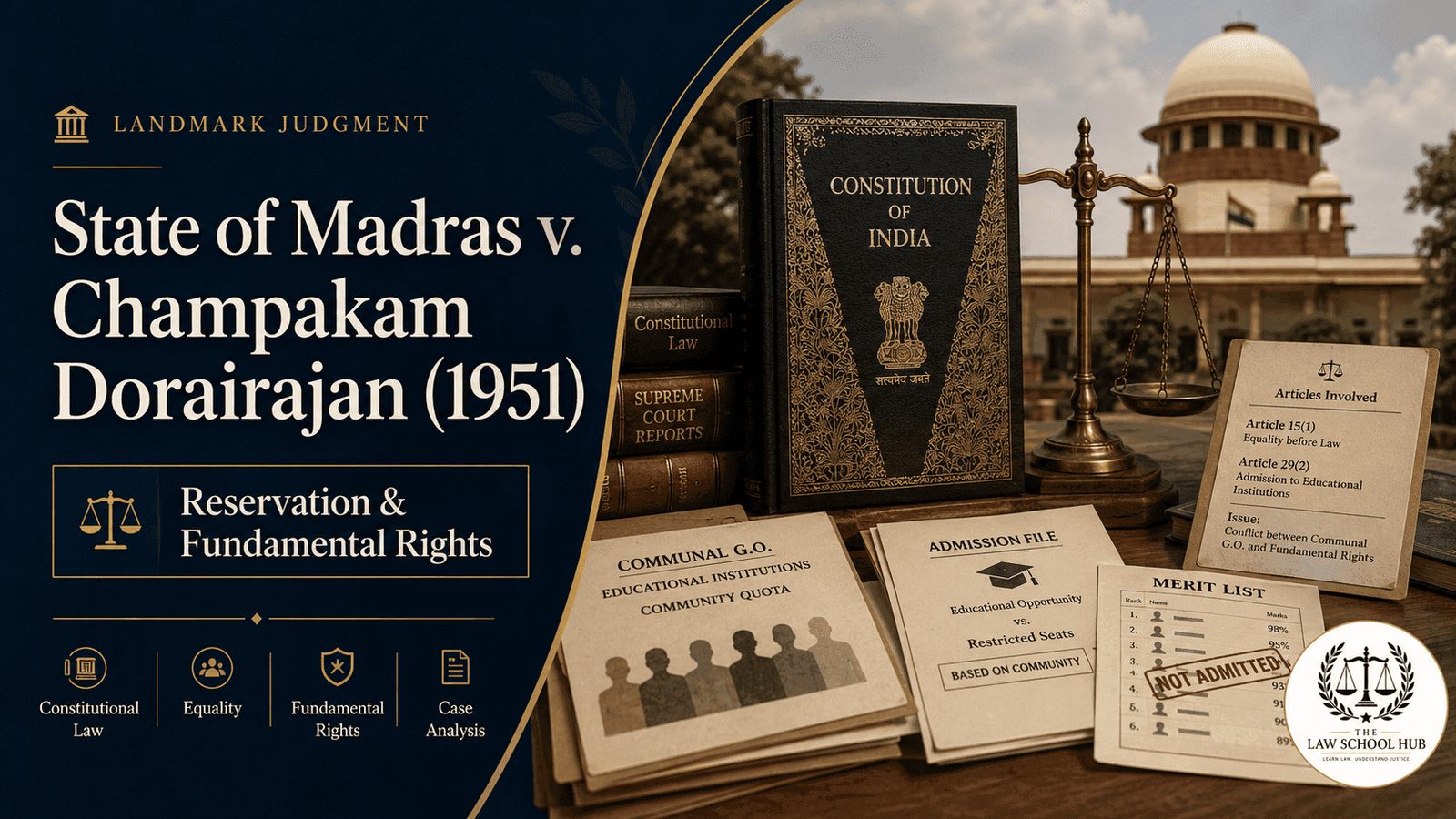 State of Madras v. Champakam Dorairajan (1951): The Landmark Case That Changed India's Reservation Law Forever 1 State of Madras v. Champakam Dorairajan (1951): The Landmark Case That Changed India’s Reservation Law Forever