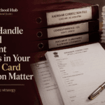 Cover image showing Aadhaar correction documents, repeated document request files, forms and The Law School Hub logo.