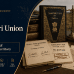 In Re Berubari Union 1960 legal blog cover showing Constitution of India, India Bangladesh boundary marker, Berubari map, Nehru-Noon Agreement, and cession of Indian territory.