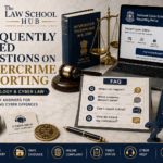 Cybercrime reporting FAQ cover image showing FAQ board, cyber help support card, National Cyber Crime Reporting Portal, complaint tracking phone, Information Technology Act 2000, and legal symbols.