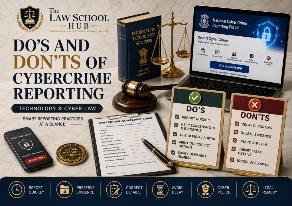 Master the Crucial Do's and Don'ts of Cybercrime Reporting to Safely Crush Devastating Online Hackers 1 Do's and don'ts of cybercrime reporting cover image showing green checklist, red warning list, cybercrime complaint form, Information Technology Act 2000, reporting portal, and cyber fraud alert phone.