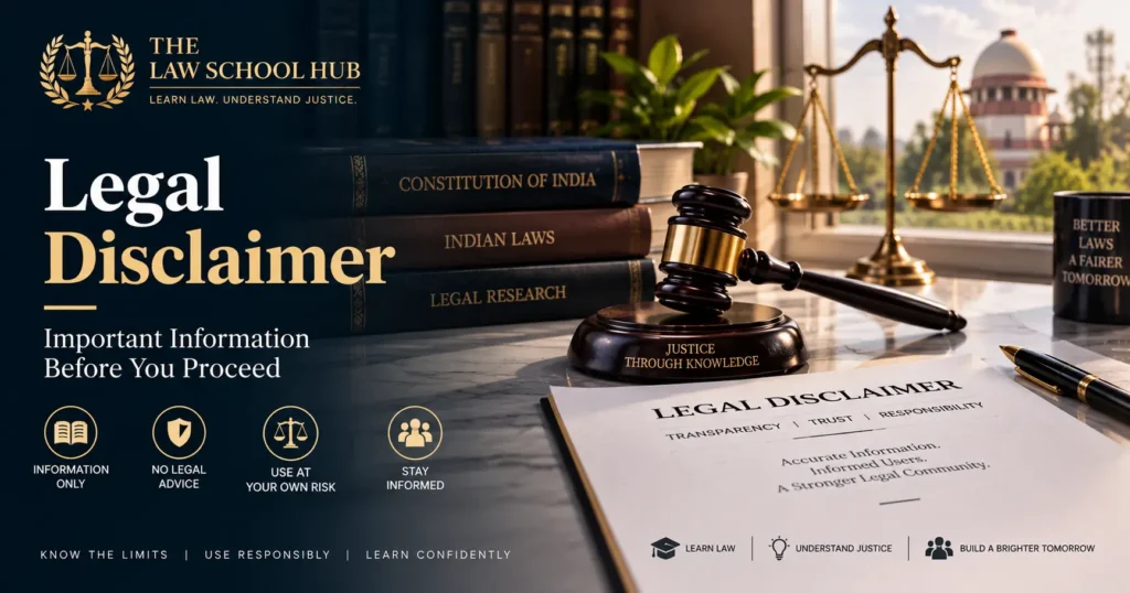 Legal Disclaimer 1 Legal Disclaimer page for The Law School Hub explaining responsible use of legal information
